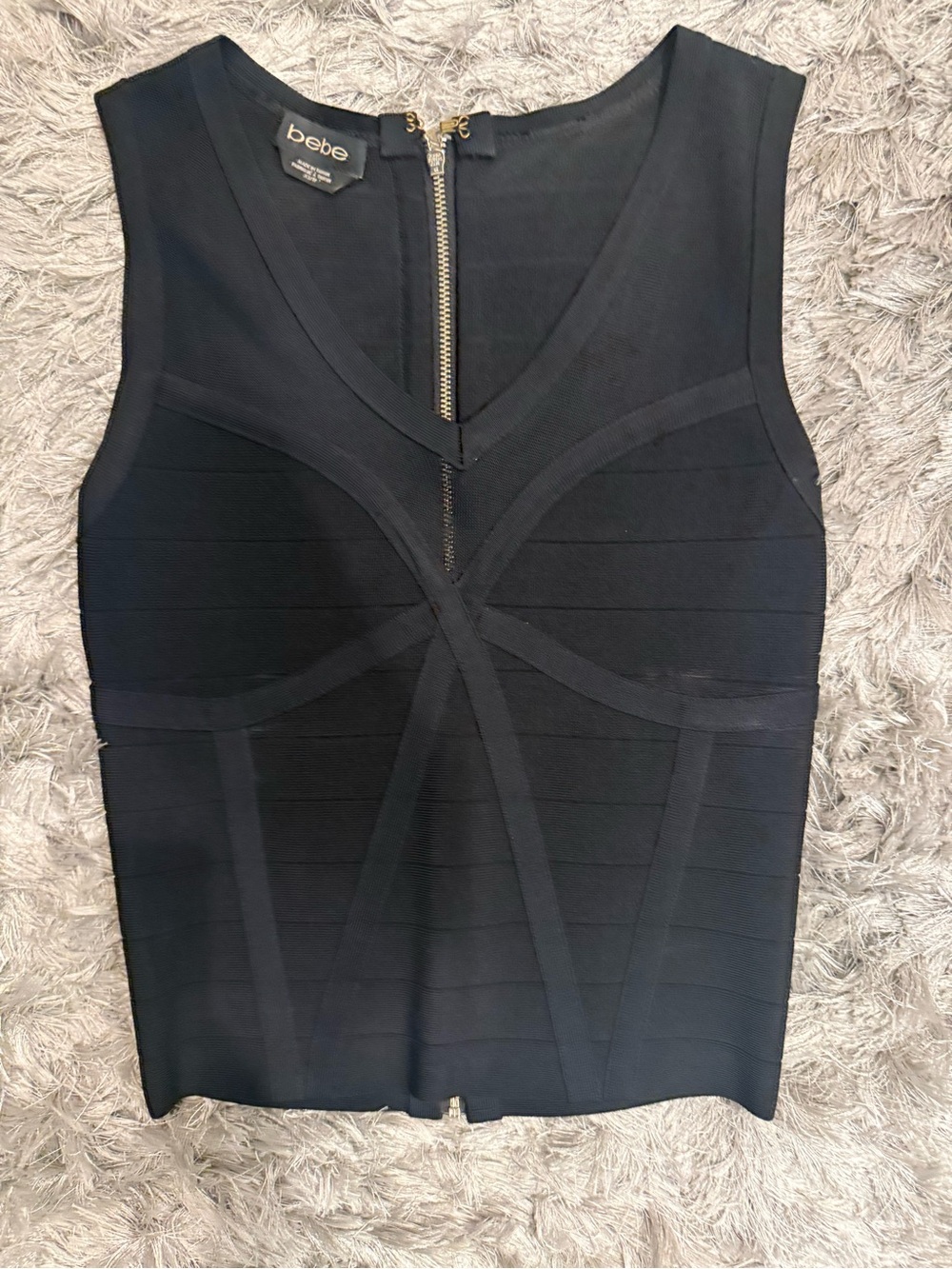 bebe Black Bandage-Style V-Neck Sleeveless Top